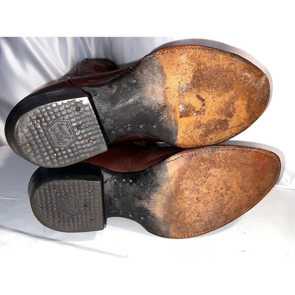 TONY LAMA GOLD LABEL COWBOY WESTERN LEATHER MENS BOOTS BROWN SIZE 9 B - Picture 7 of 10